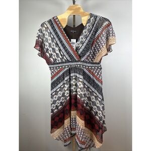 Asymmetrical Geometric wrap dress Chris McLaughin New Women Plus 20W Western Red